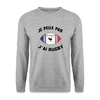 Je Peux Pas J'ai Rugby - Sweat-shirt Unisexe - gris chiné - Devant - Alina (178cm) & Michal (187cm)