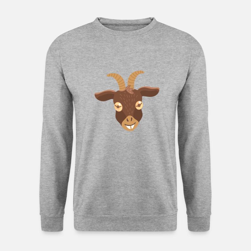 Ziegengesicht (Hand gezeichnet) - Unisex Pullover - Weißgrau meliert