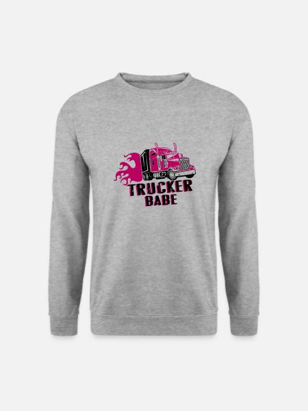 Trucker babe Geschenk LKW-fahrer - Unisex Pullover - Weißgrau meliert