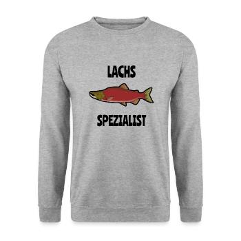 Lachs Spezialist Geschenk Lachs Angler Kanada - Unisex Pullover - Weißgrau meliert - Vorne - Alina (178cm) & Michal (187cm)