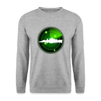 Drucken von Radar Alert II - Unisex Pullover - Weißgrau meliert - Vorne - Alina (178cm) & Michal (187cm)