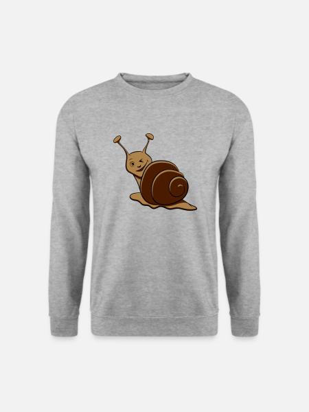 Schnecke lustig zwinkern - Unisex Pullover - Weißgrau meliert