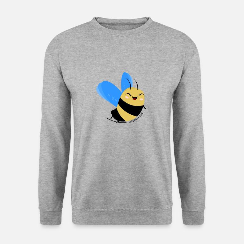 Funny Bee: Bee Yourself - Unisex Pullover - Weißgrau meliert