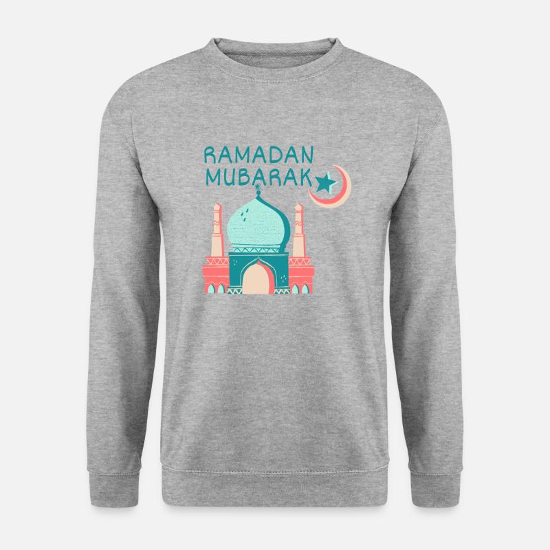 Ramadan Mubarak/Eid /Muslim /Islam/Allah - Unisex Pullover - Weißgrau meliert
