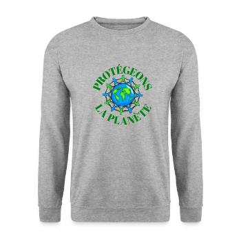logo protect the planet - Unisex Sweatshirt - salt & pepper - Front - Alina (178cm) & Michal (187cm)