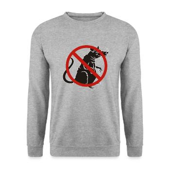B No Rats Union Anti Rats - Unisex Pullover - Weißgrau meliert - Vorne - Alina (178cm) & Michal (187cm)