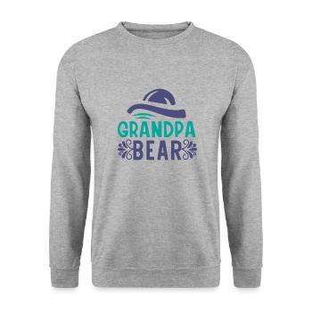 Opa Bär 01 - Unisex Pullover - Weißgrau meliert - Vorne - Alina (178cm) & Michal (187cm)