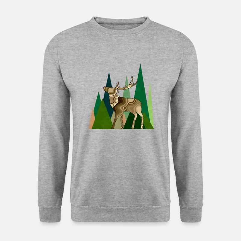 Hirsch - Unisex Pullover - Weißgrau meliert
