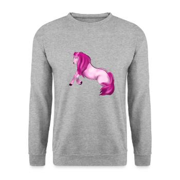 Unicorn Style : Pink - Sweat-shirt Unisexe - gris chiné - Devant - Alina (178cm) & Michal (187cm)