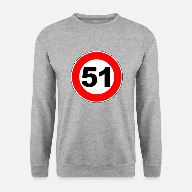 51. Geburtstag - 51 - Feier - Straßenschild - Unisex Pullover - Weißgrau meliert