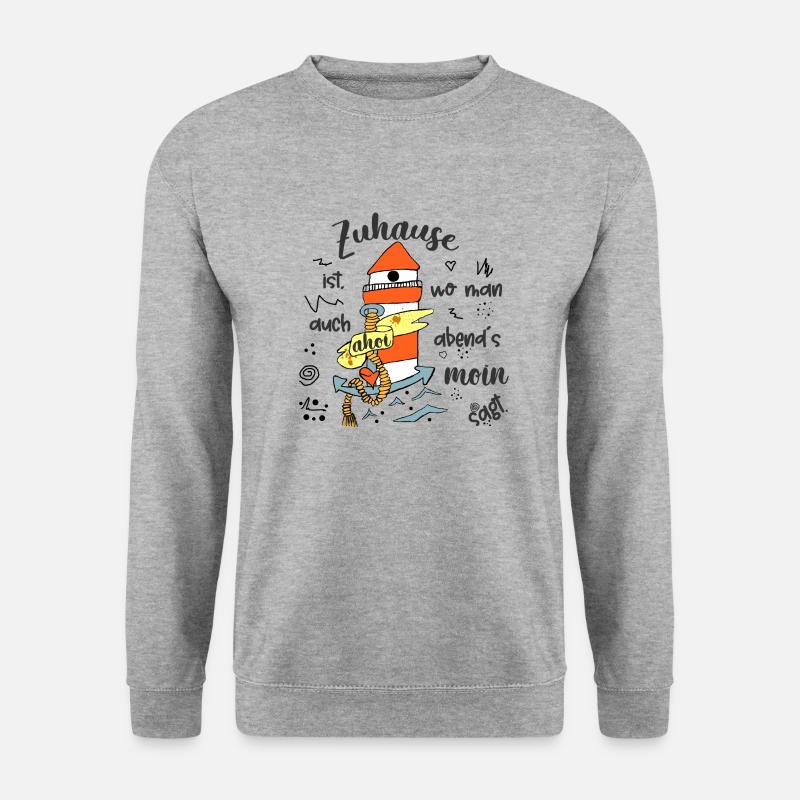 Zuhause ist, wo man auch abend´s moin sagt. - Unisex Pullover - Weißgrau meliert