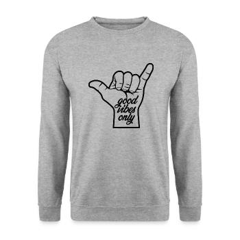 Good Vibes Only - Sweat-shirt Unisexe - gris chiné - Devant - Alina (178cm) & Michal (187cm)