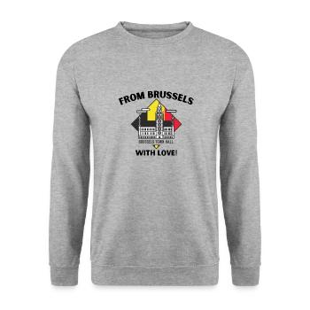 From Brussels with love - Unisex Pullover - Weißgrau meliert - Vorne - Alina (178cm) & Michal (187cm)