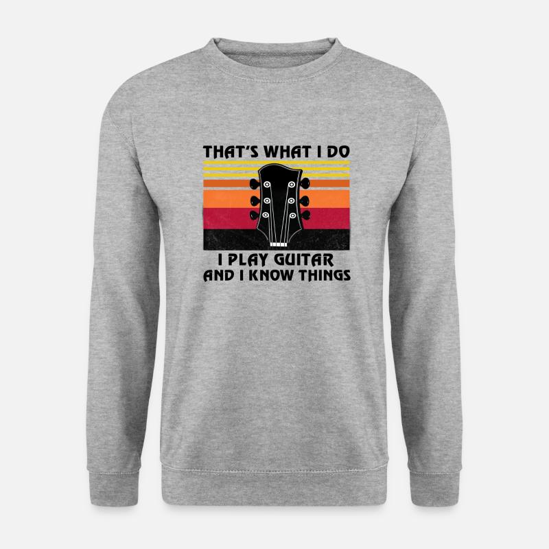 Ich spiele Gitarre und weiß Dinge - Unisex Pullover - Weißgrau meliert