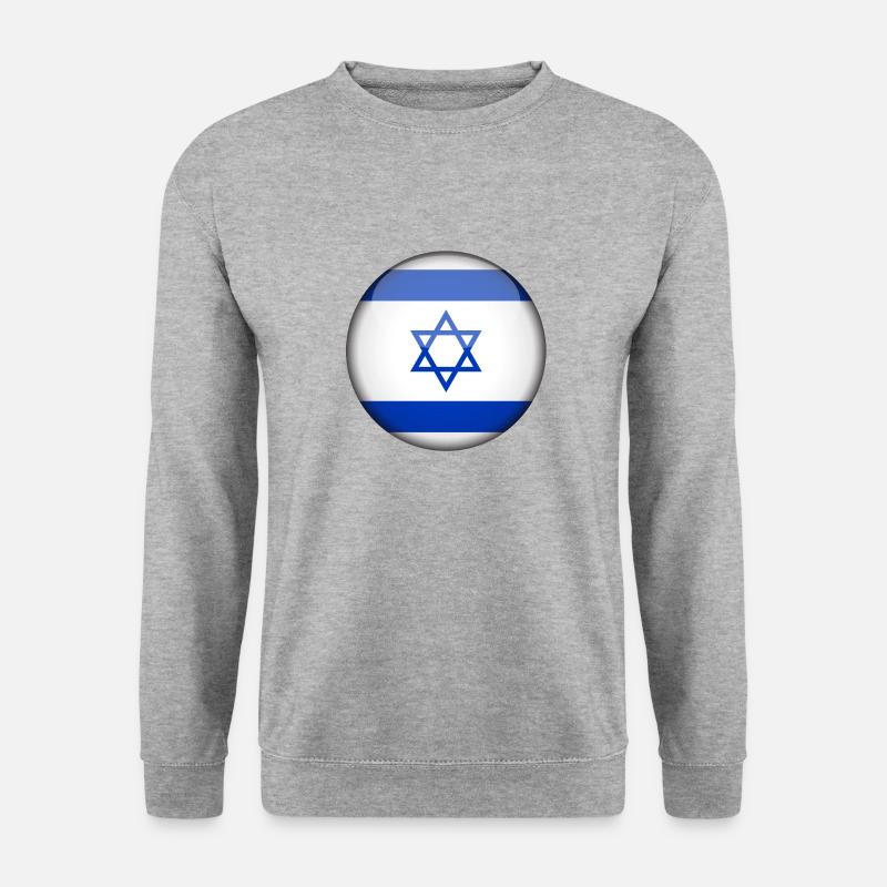 Israelische Flagge Kreis - Unisex Pullover - Weißgrau meliert
