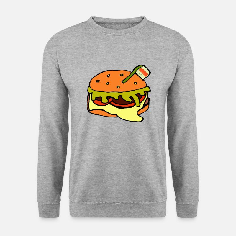 Burger - Unisex Pullover - Weißgrau meliert
