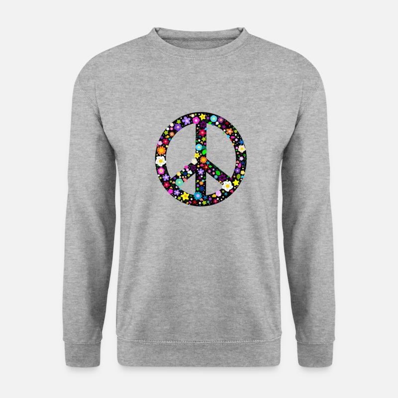 Friedensblumen - Unisex Pullover - Weißgrau meliert