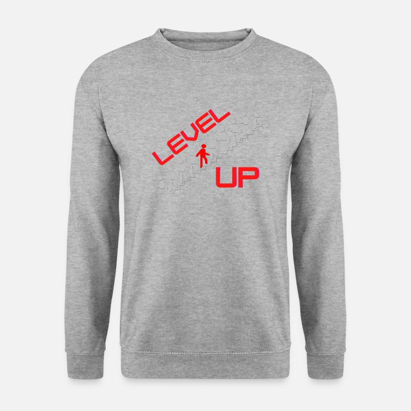 Level up - Unisex Pullover - Weißgrau meliert