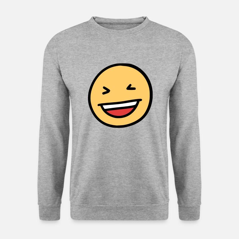 Lustige lachende Gesicht Emoji - Unisex Pullover - Weißgrau meliert