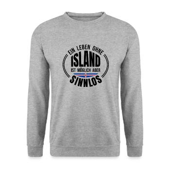 Ein Leben ohne Island ist möglich aber sinnlos - Unisex Pullover - Weißgrau meliert - Vorne - Alina (178cm) & Michal (187cm)