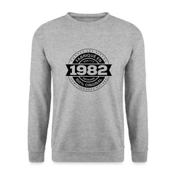 FABRIQUÉ EN 1982 - Sweat-shirt Unisexe - gris chiné - Devant - Alina (178cm) & Michal (187cm)