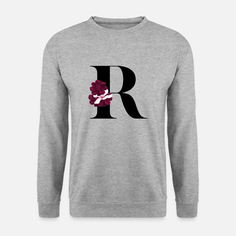 Buchstabe R blühende - Unisex Pullover - Weißgrau meliert