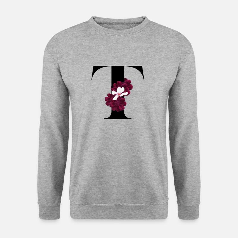 Buchstabe T blühende - Unisex Pullover - Weißgrau meliert