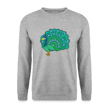 Peacock - Unisex Sweatshirt - salt & pepper - Front - Alina (178cm) & Michal (187cm)