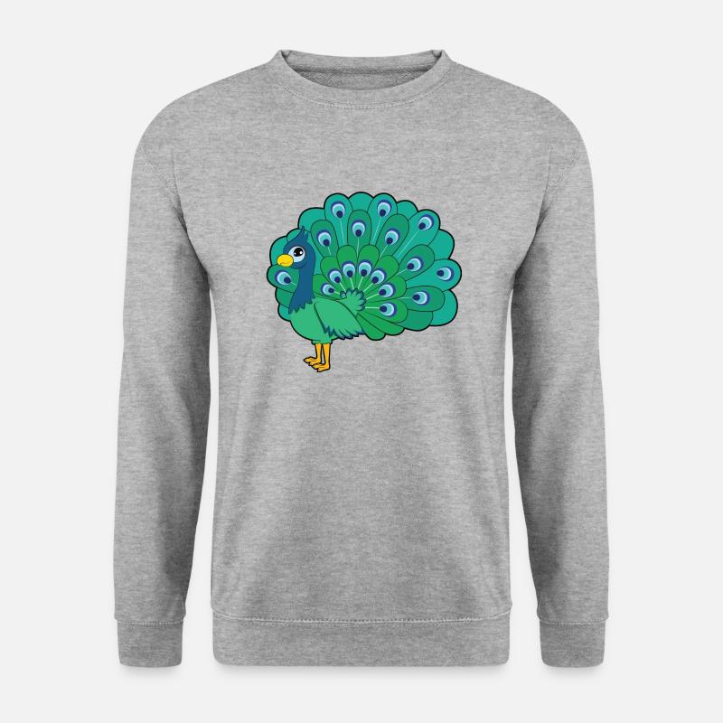 Pfau - Unisex Pullover - Weißgrau meliert
