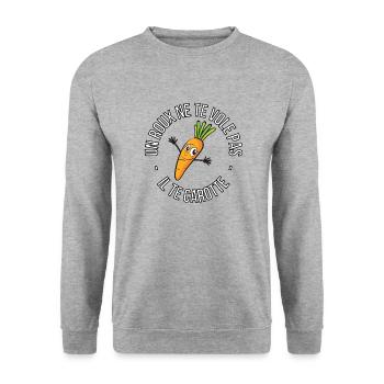 Un roux ne te vole pas il te carotte - Sweat-shirt Unisexe - gris chiné - Devant - Alina (178cm) & Michal (187cm)