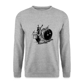 Drum Snail Design - Unisex Sweatshirt - salt & pepper - Front - Alina (178cm) & Michal (187cm)