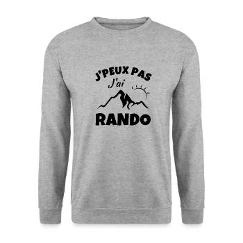 je peux pas j'ai rando sport cadeau - Sweat-shirt Unisexe - gris chiné - Devant - Alina (178cm) & Michal (187cm)