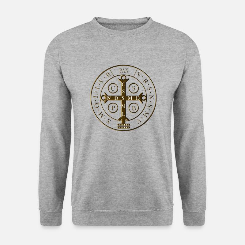St. Benedict es Medal - Unisex Pullover - Weißgrau meliert