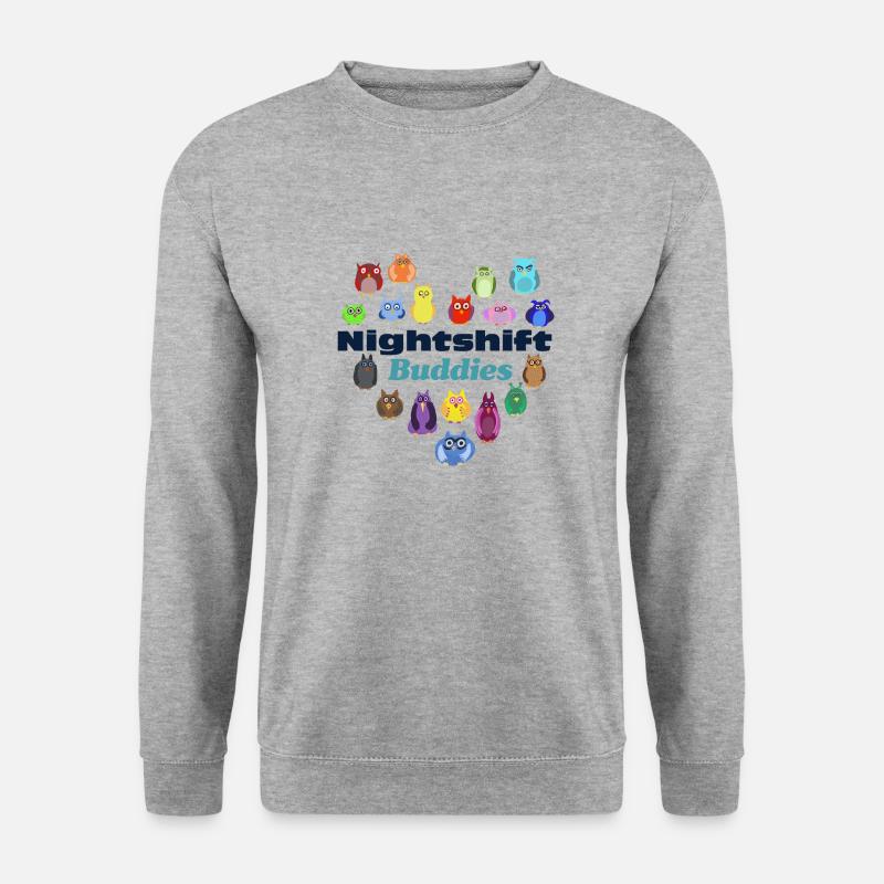Nightshift Buddies Owls - Unisex Pullover - Weißgrau meliert