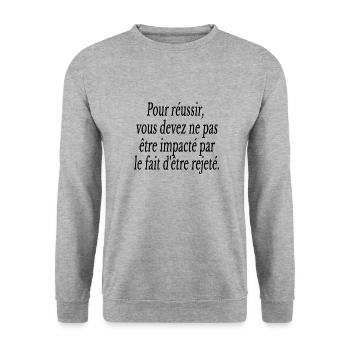 mindset citation motivation reussite travail - Sweat-shirt Unisexe - gris chiné - Devant - Alina (178cm) & Michal (187cm)