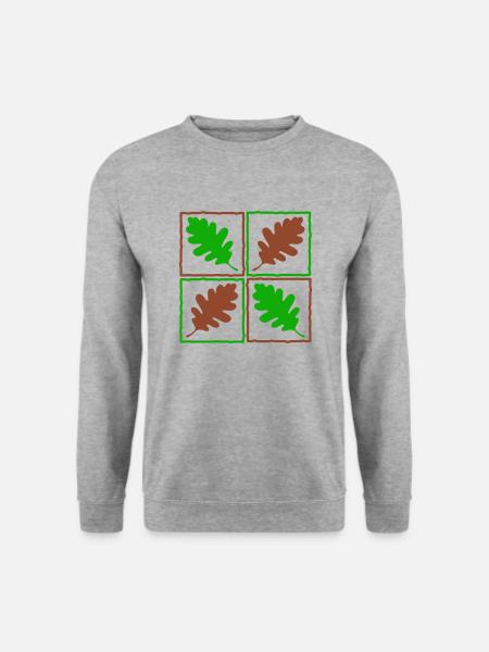 Eichenlaub deutscher Wald Blätter Eicheln Herbst - Unisex Pullover - Weißgrau meliert