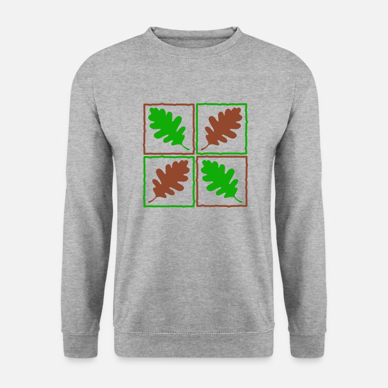 Eichenlaub deutscher Wald Blätter Eicheln Herbst - Unisex Pullover - Weißgrau meliert
