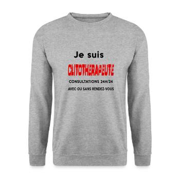 Je suis clitothérapeute - Sweat-shirt Unisexe - gris chiné - Devant - Alina (178cm) & Michal (187cm)
