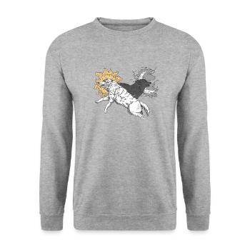 Hati Skalli nordische Mythologie - Unisex Pullover - Weißgrau meliert - Vorne - Alina (178cm) & Michal (187cm)