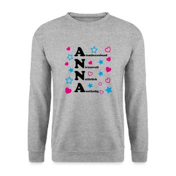 Anna - Unisex Pullover - Weißgrau meliert - Vorne - Alina (178cm) & Michal (187cm)