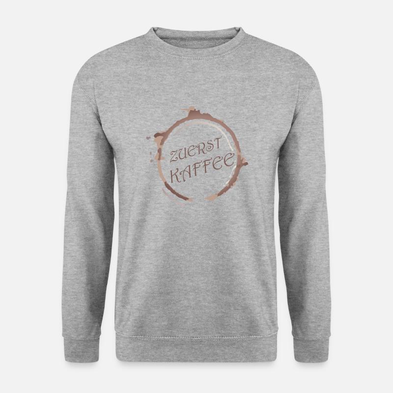 Zuerst Kaffee - Unisex Pullover - Weißgrau meliert