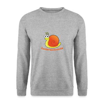 Schnecke - Unisex Pullover - Weißgrau meliert - Vorne - Alina (178cm) & Michal (187cm)