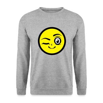 fille clin oeil sourire smiley - Sweat-shirt Unisexe - gris chiné - Devant - Alina (178cm) & Michal (187cm)