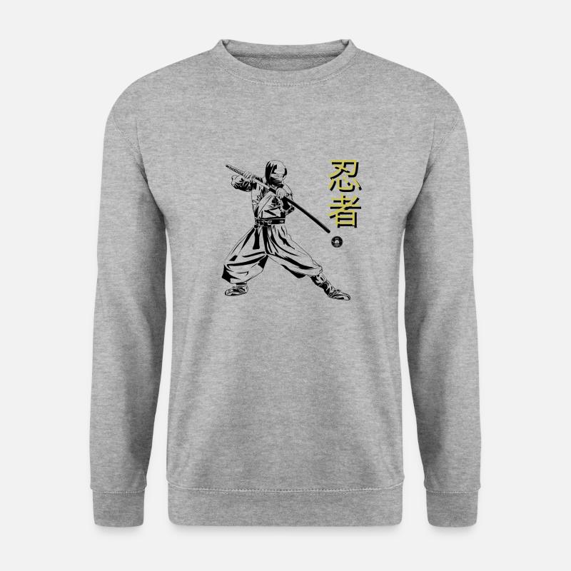 Kampfbereiter Ninja - Unisex Pullover - Weißgrau meliert