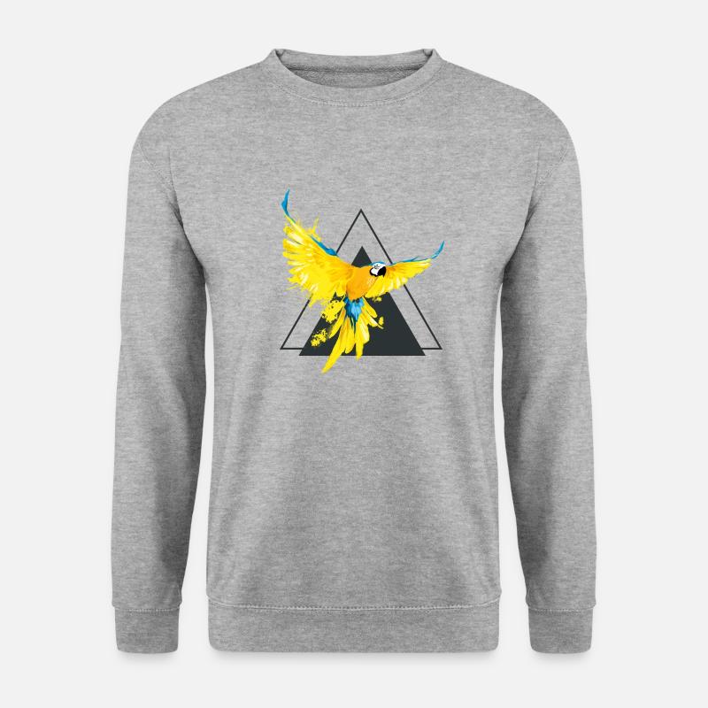 Gelber Papagei - Unisex Pullover - Weißgrau meliert