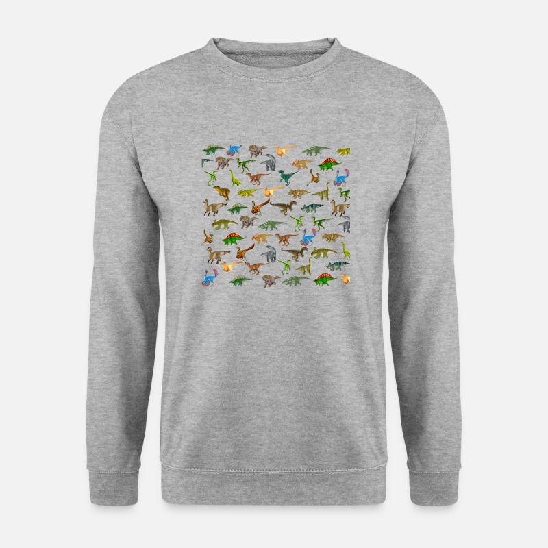 Dinosaurier - Unisex Pullover - Weißgrau meliert