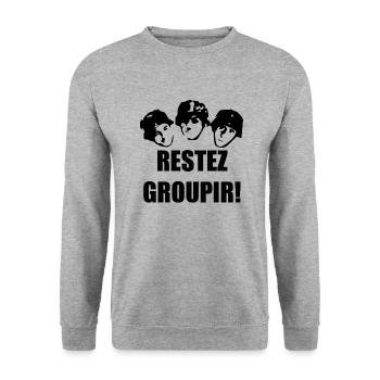 RESTEZ GROUPIR! - Sweat-shirt Unisexe - gris chiné - Devant - Alina (178cm) & Michal (187cm)