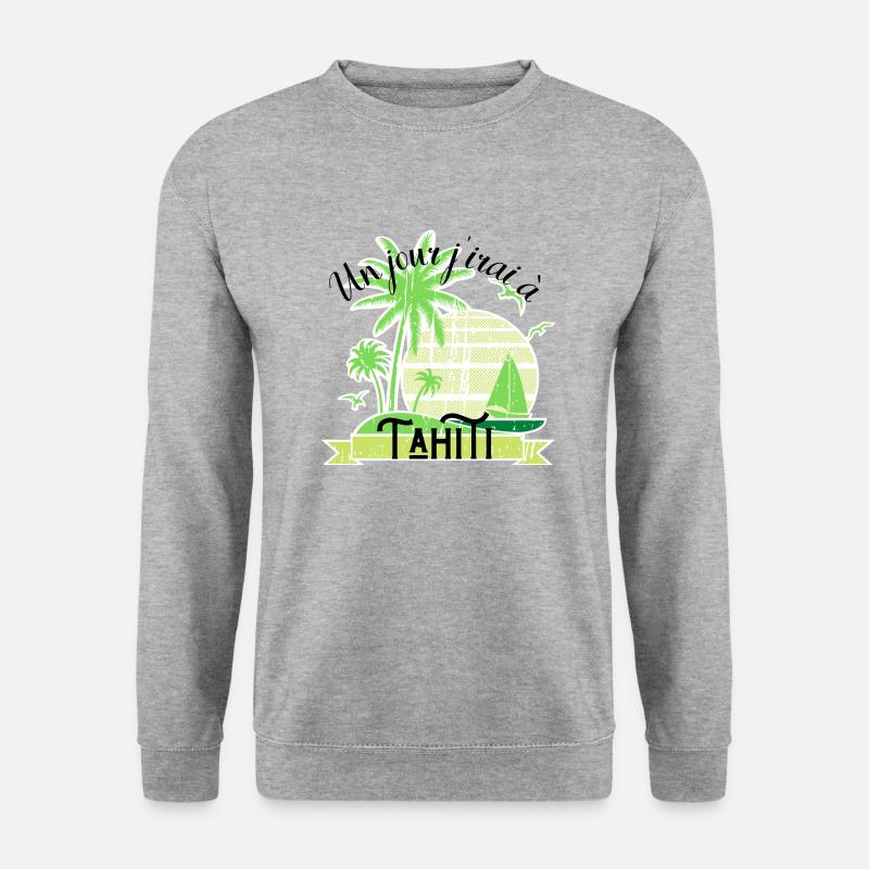 Eines Tages werde ich nach Tahiti gehen - Unisex Pullover - Weißgrau meliert