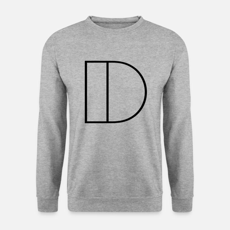 Buchstabe "D" Modern Schwarz - Unisex Pullover - Weißgrau meliert