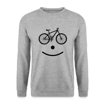 Bike Smile T-Shirt Radfahrer Geschenkidee - Unisex Pullover - Weißgrau meliert - Vorne - Alina (178cm) & Michal (187cm)